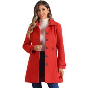 Winter Classic Overcoat with Pockets Single Breasted Pea Coat Reds